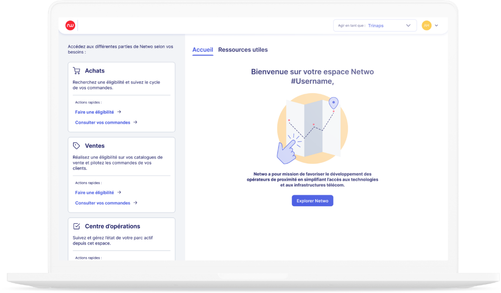 Netwo - Ecran de présentation de l'application